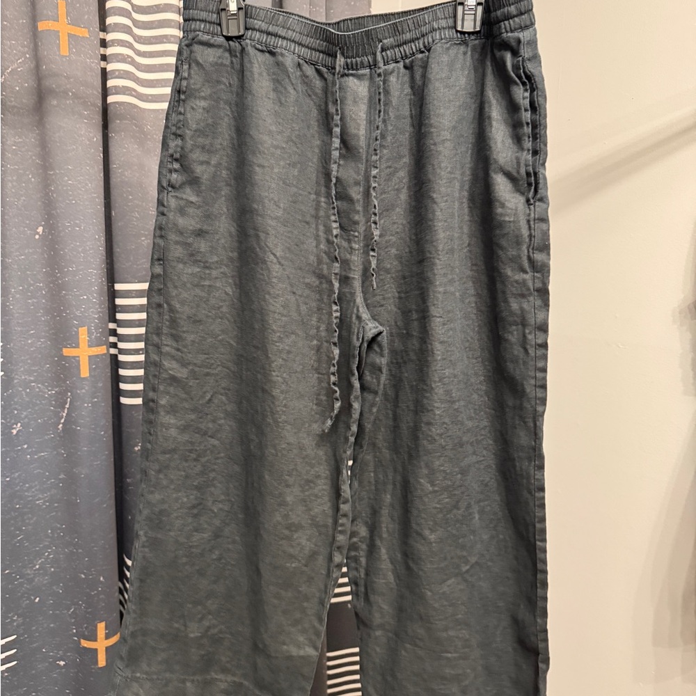 DKNYC Women's Black Wide Leg Linen Pants